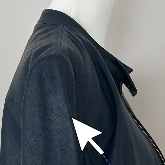 Cropped, indigo blue, perforated leather jacket - Picture 11 of 16